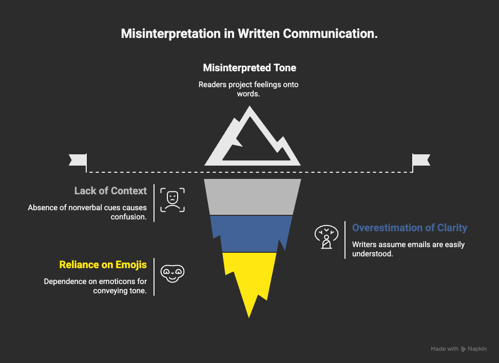 Infographic showing the misinterpretation of written words.